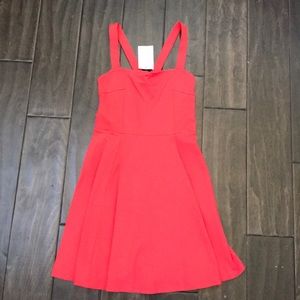Divided peach colored skater dress